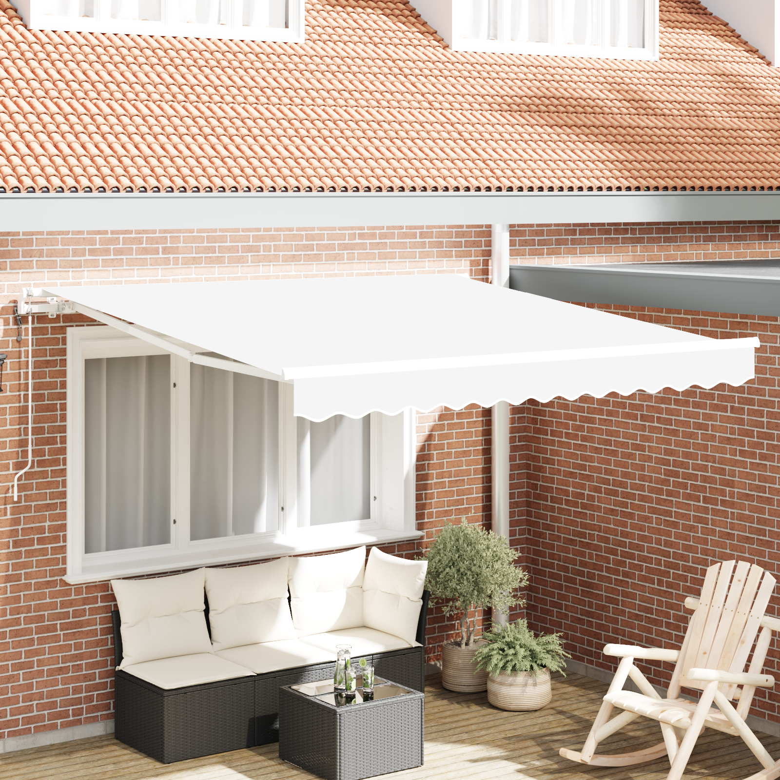 Automatische Einziehbare Markise Weiß 300x250 cm