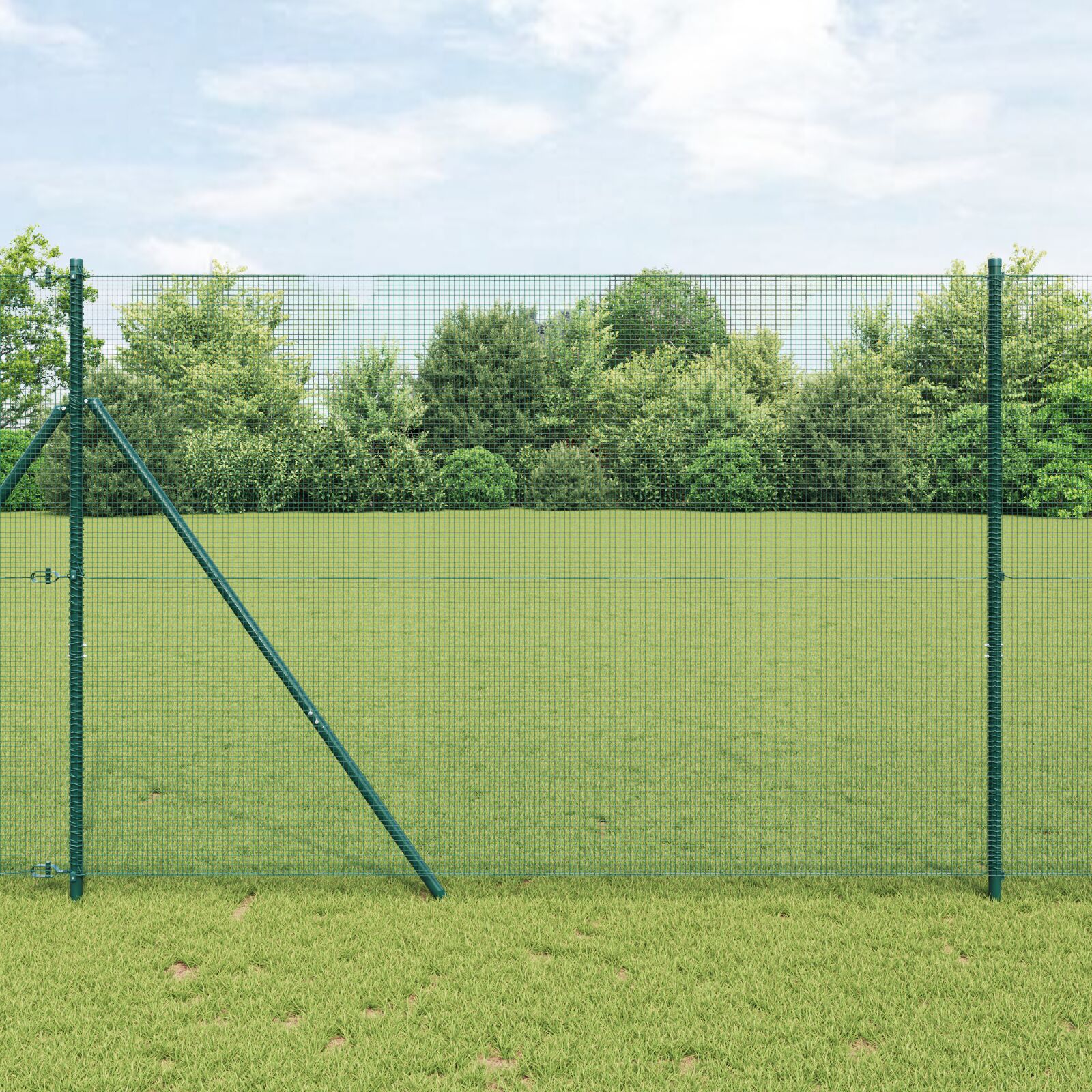 Schweißgitterzaun mit 7 Pfosten Grün 1,6x10 m Stahl