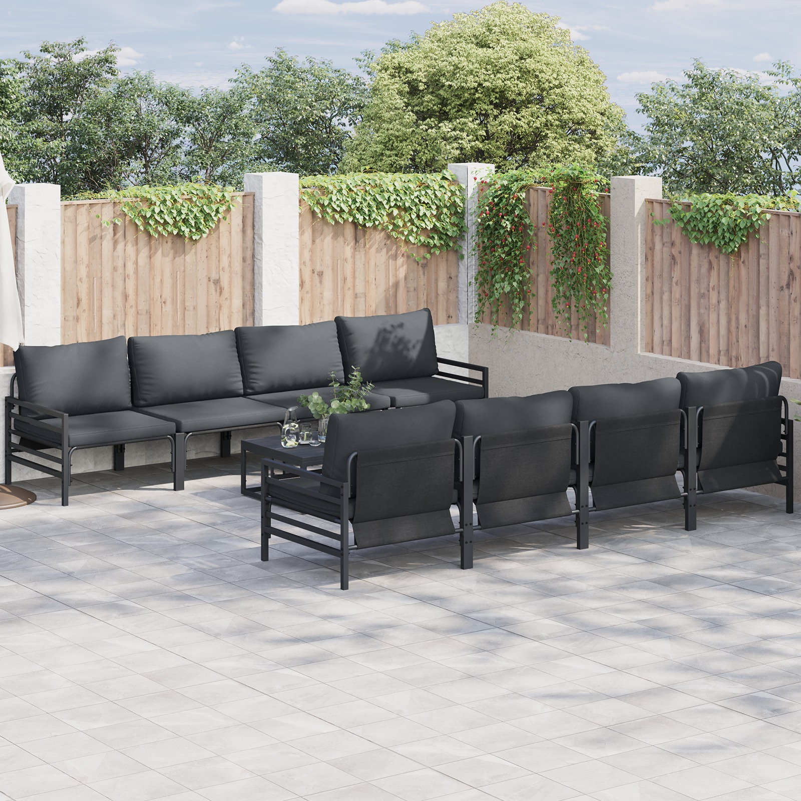 Garten-Sofa-Set mit Kissen mit Kissen 9 pcs Anthrazit 70 x 70.5 x 31.5 cm
