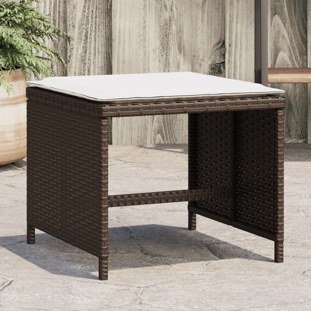 Gartenhocker mit Kissen 4 Stk. Braun 41x41x36 cm Poly Rattan Gartenhocker mit Kissen 4 Stk. Braun 41x41x36 cm Poly Rattan