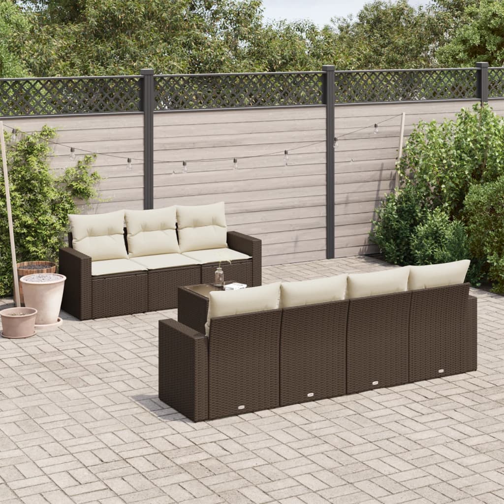 8-tlg. Garten-Sofagarnitur mit Kissen Braun Poly Rattan 8-tlg. Garten-Sofagarnitur mit Kissen Braun Poly Rattan