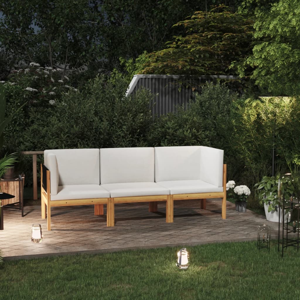 3-Sitzer-Gartensofa mit Kissen Massivholz Akazie