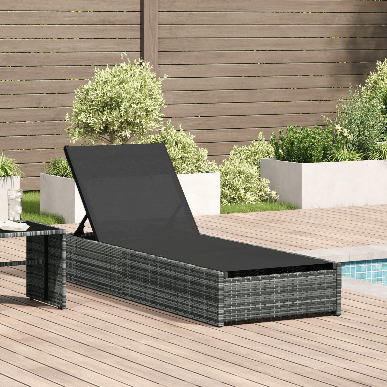 Sonnenliege Grau 60x200x27 cm Poly Rattan Sonnenliege Grau 60x200x27 cm Poly Rattan