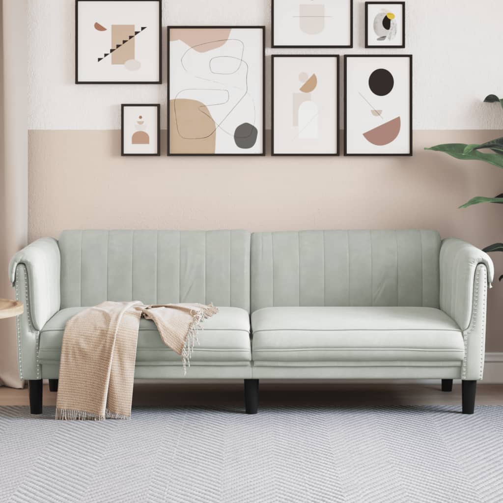 Sofa 3-Sitzer Hellgrau Samt Sofa 3-Sitzer Hellgrau Samt