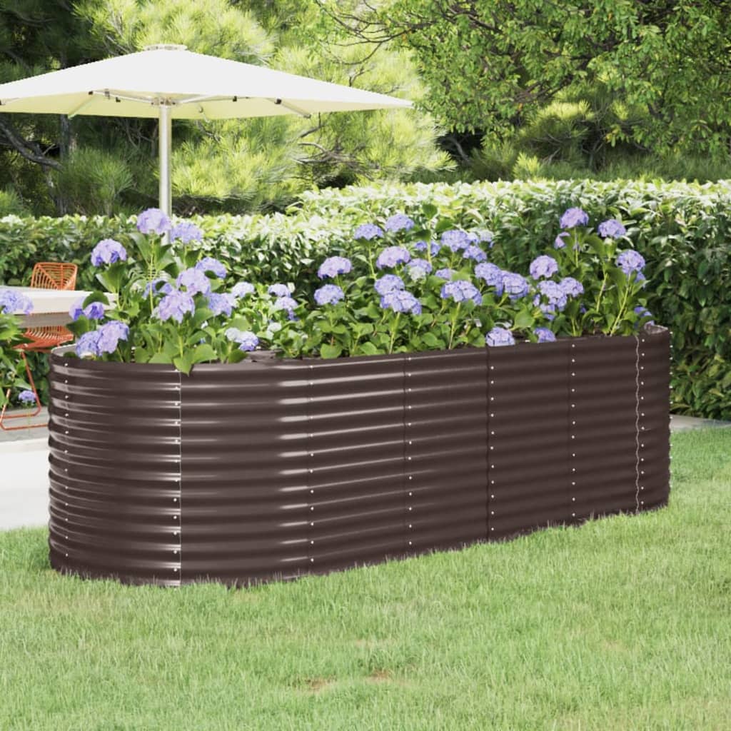 Hochbeet Pulverbeschichteter Stahl 249x100x68 cm Braun Hochbeet Pulverbeschichteter Stahl 249x100x68 cm Braun
