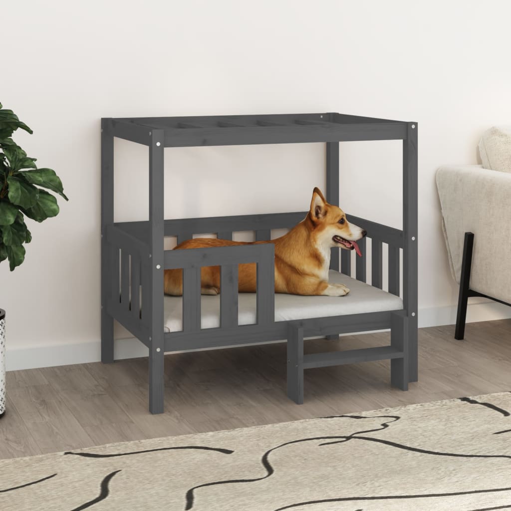 Hundebett Grau 95,5x73,5x90 cm Massivholz Kiefer Hundebett Grau 95,5x73,5x90 cm Massivholz Kiefer