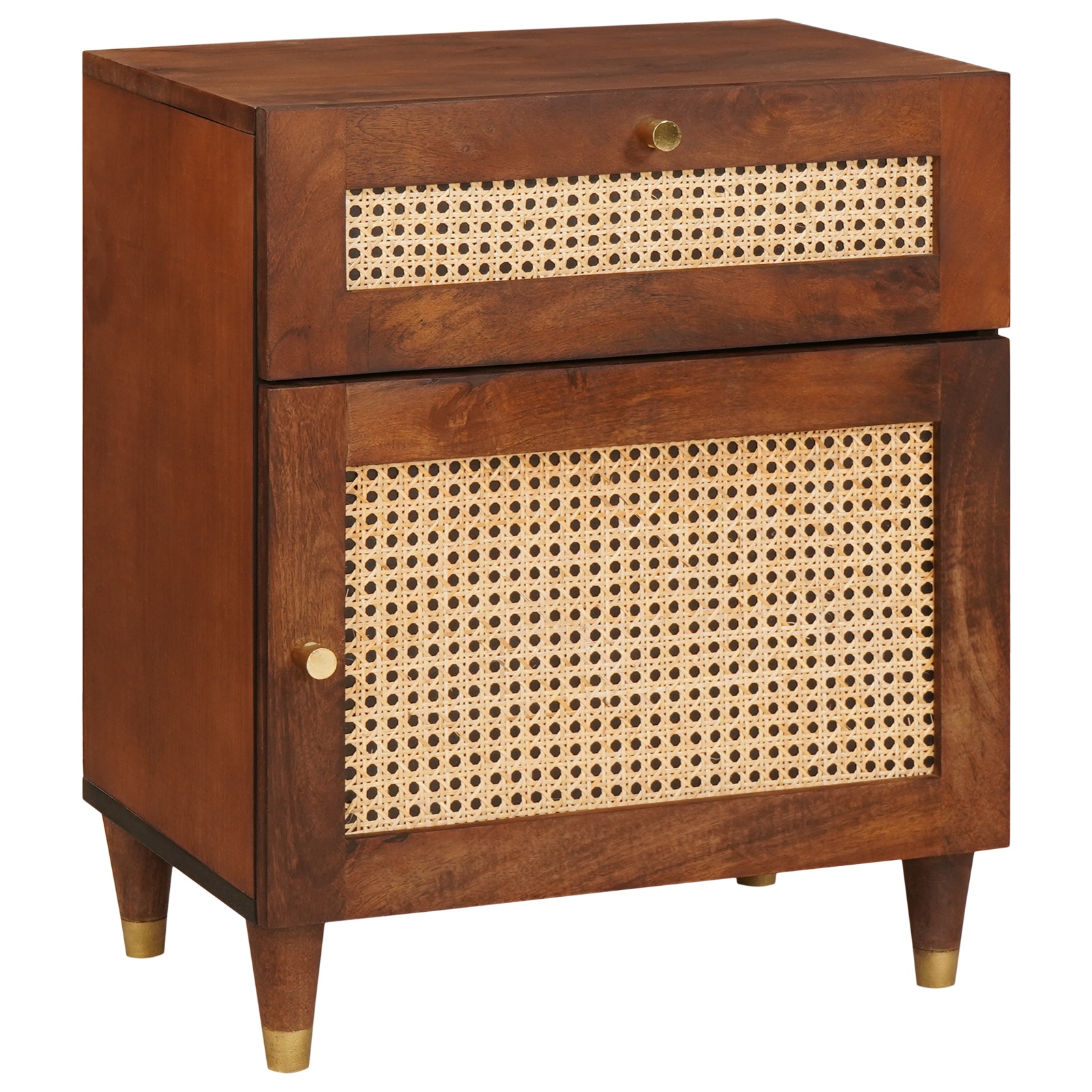 Nachttische Braun Rattan und massivem Mango Holz