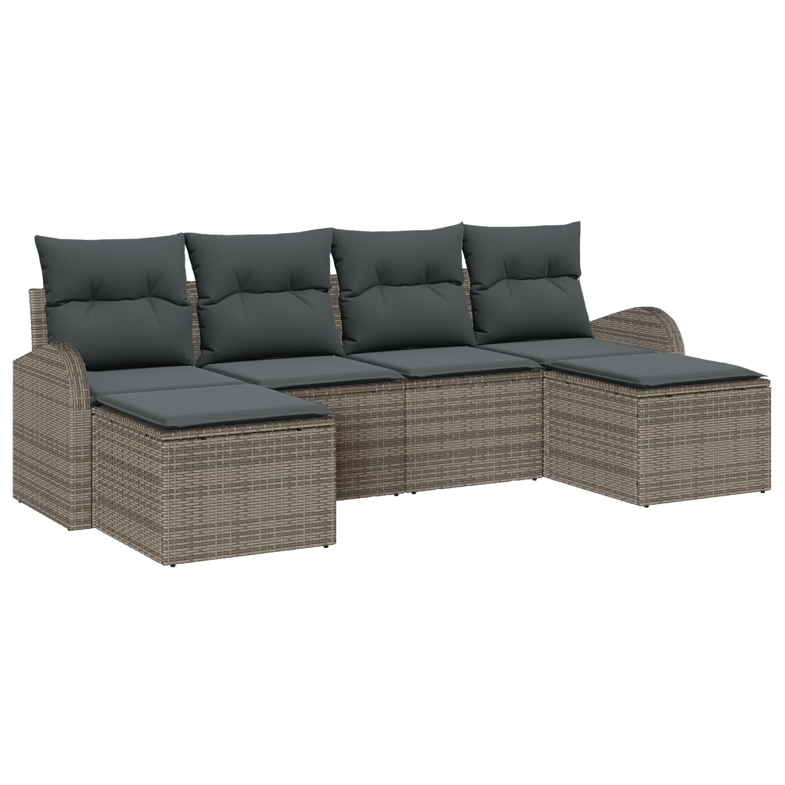 6-teiliges Garten-Sofa-Set mit Kissen Grau Poly Rattan, 2-Sitzer Garten-Sofa mit Stauraum & Kissen Grau Poly Rattan 6-teiliges Garten-Sofa-Set mit Kissen Grau Poly Rattan, 2-Sitzer Garten-Sofa mit Stauraum & Kissen Grau Poly Rattan