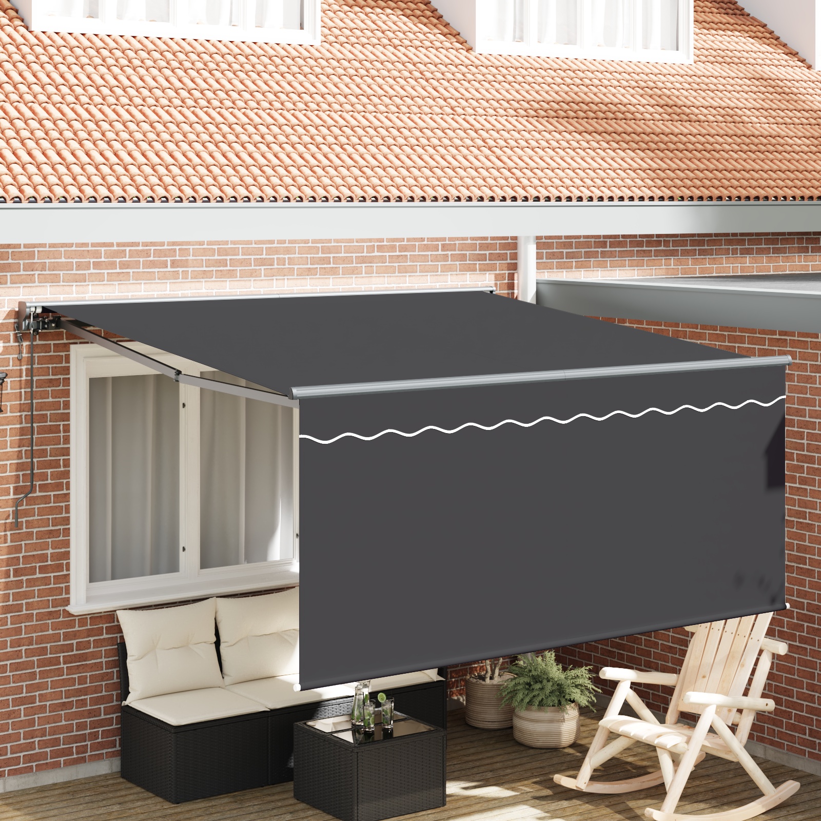 Einziehbare Markise Anthrazit 300 x 250 cm Gewebe