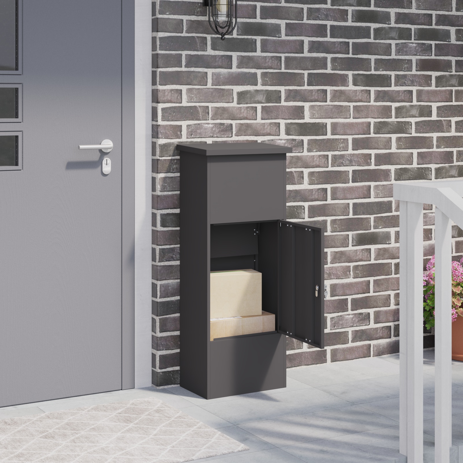 Paketdrop-Box Schwarz 44,5 x 29 x 110,5 cm Stahl Paketdrop-Box Schwarz 44,5 x 29 x 110,5 cm Stahl