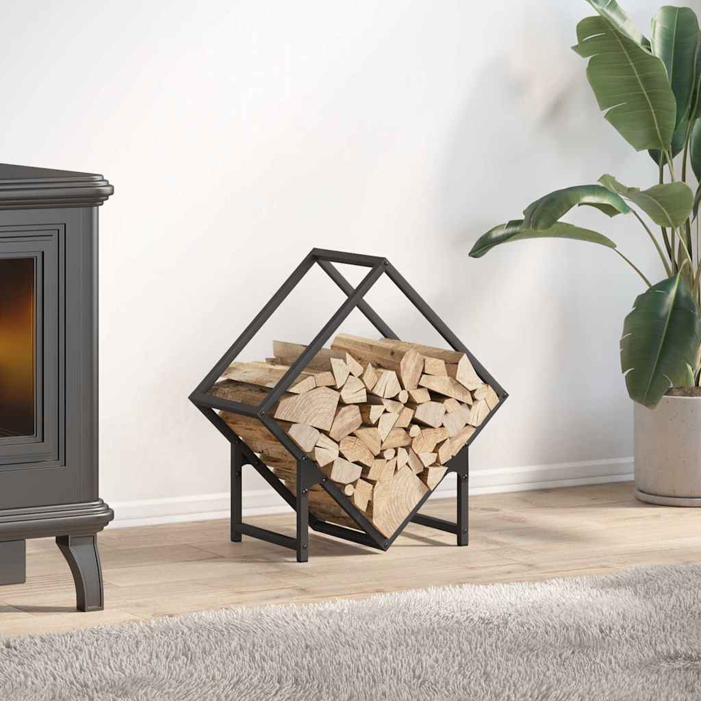 Brennholzregal Schwarz 50x25x50 cm Kaltgewalzter Stahl