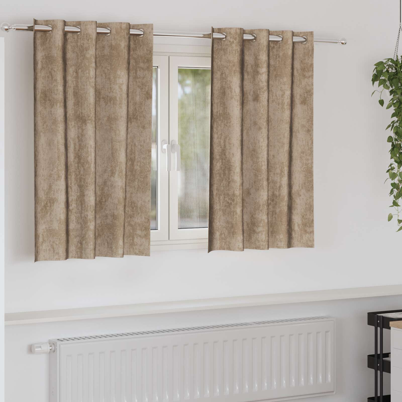 Samtgardinen Champagner Polyester 140 x 140 cm