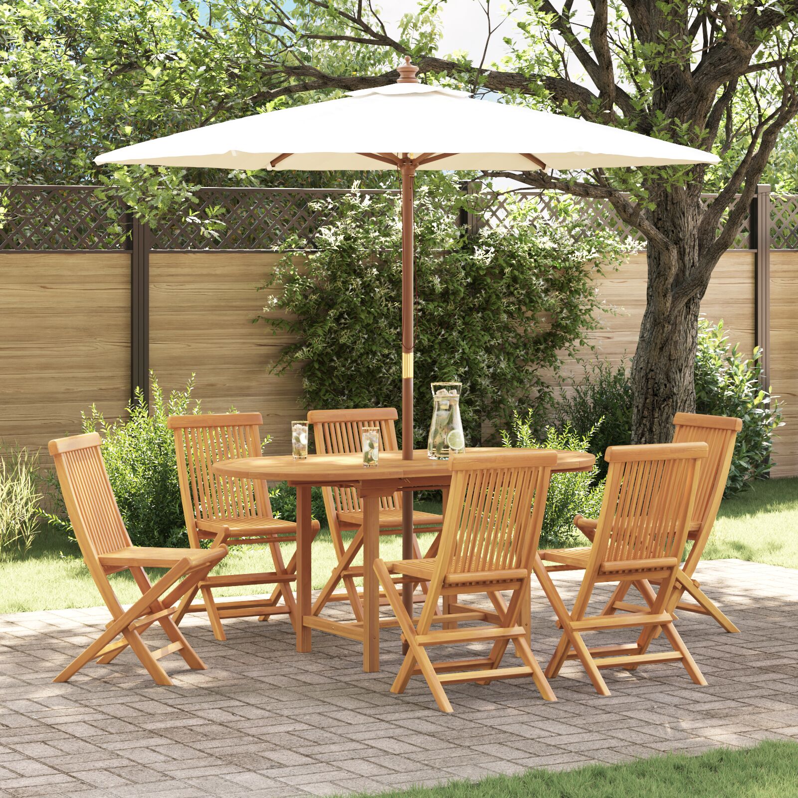 7-teiliges Garten Essset Massivholz Teak