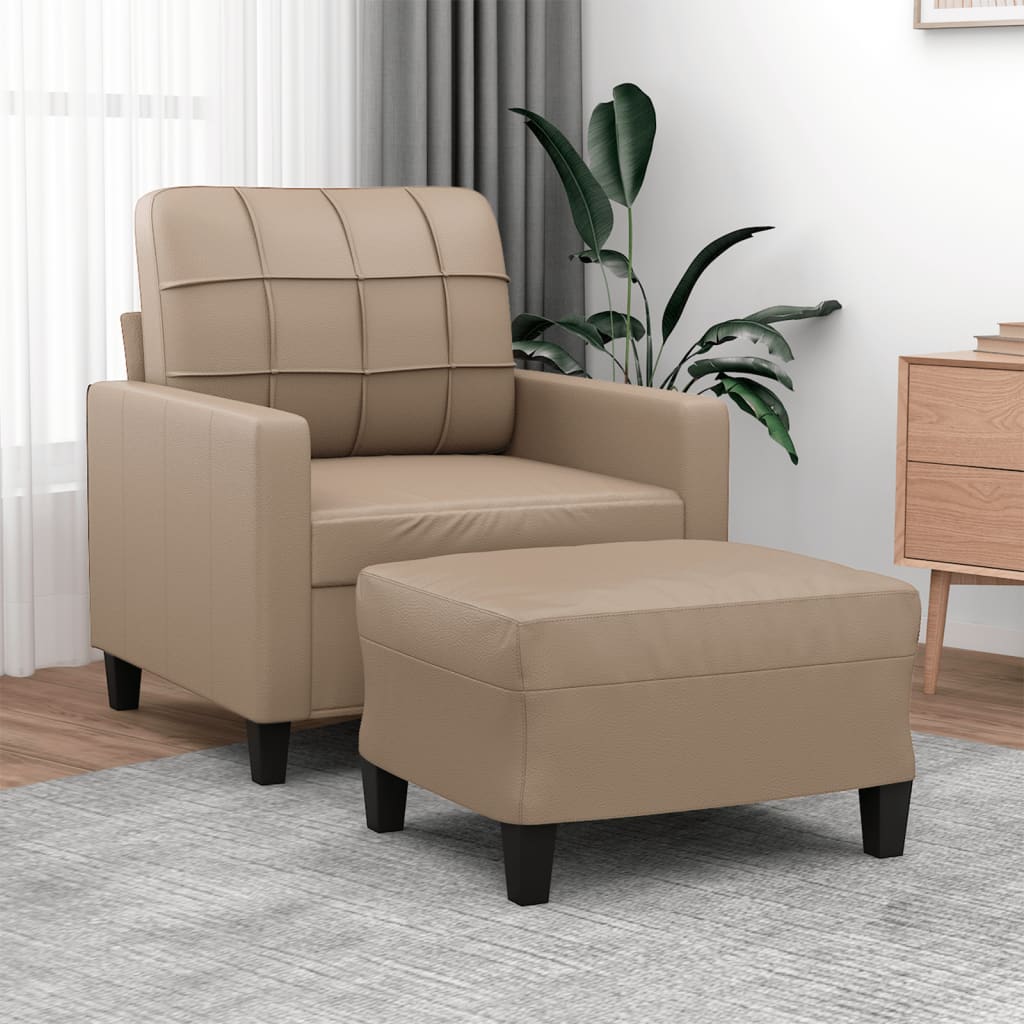 Sessel mit Hocker Cappuccino-Braun 60 cm Kunstleder Sessel mit Hocker Cappuccino-Braun 60 cm Kunstleder
