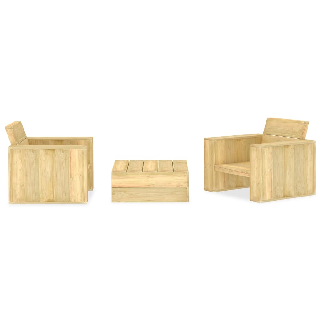 3-tlg. Garten-Lounge-Set Kiefernholz Imprägniert 3-tlg. Garten-Lounge-Set Kiefernholz Imprägniert