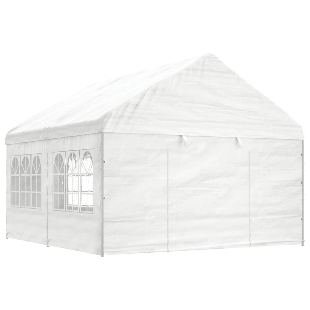 Pavillon mit Dach Weiß 4,46x4,08x3,22 m Polyethylen