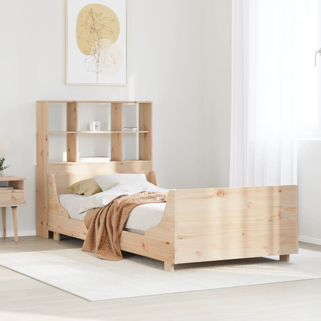Massivholzbett mit Regal ohne Matratze 90x200 cm Massivholz