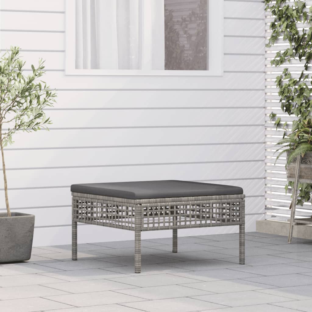 Gartenhocker mit Kissen Grau Poly Rattan Gartenhocker mit Kissen Grau Poly Rattan