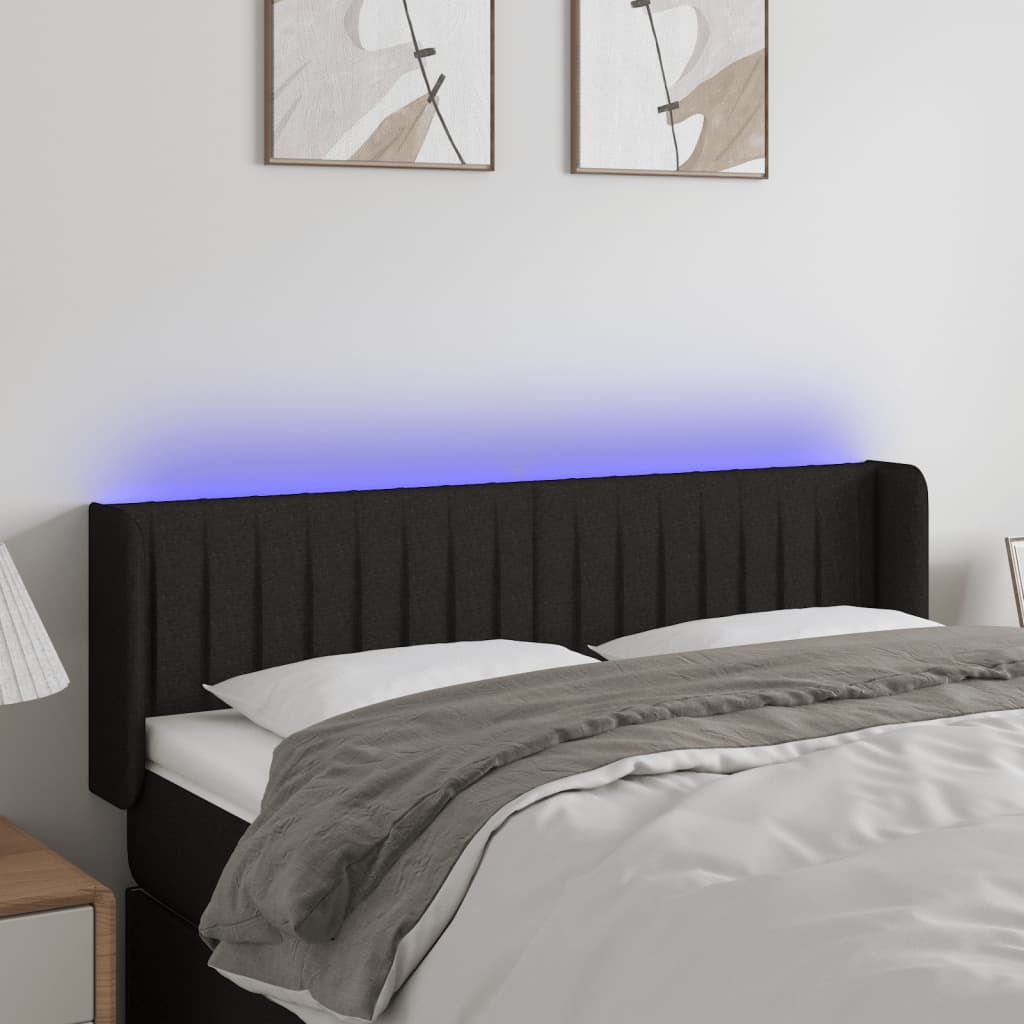 LED Kopfteil Schwarz 147x16x78/88 cm Stoff