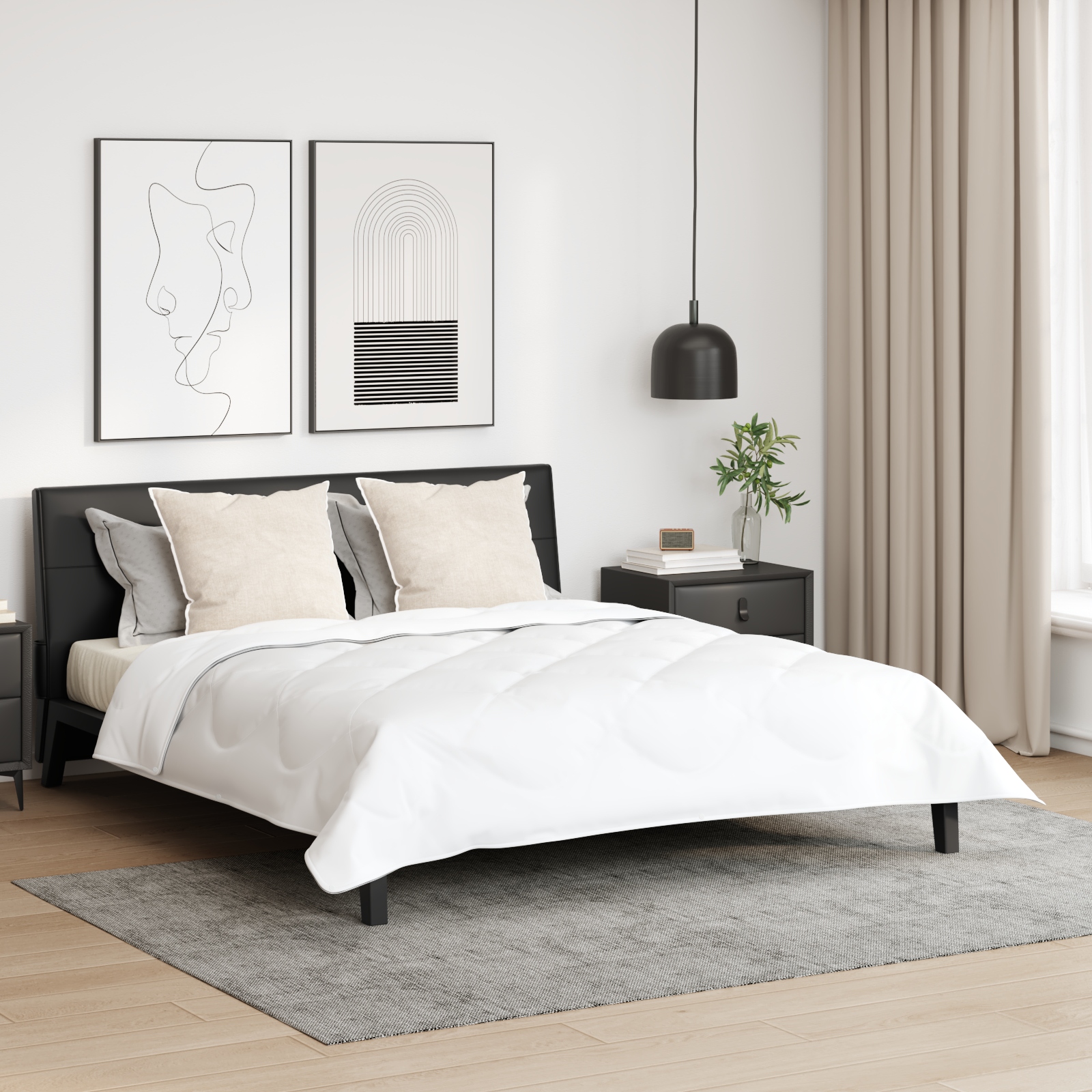 Bettdecke Sonstiges mit Kissen 3 pcs Weiß 240 x 220 cm Mikrofaser