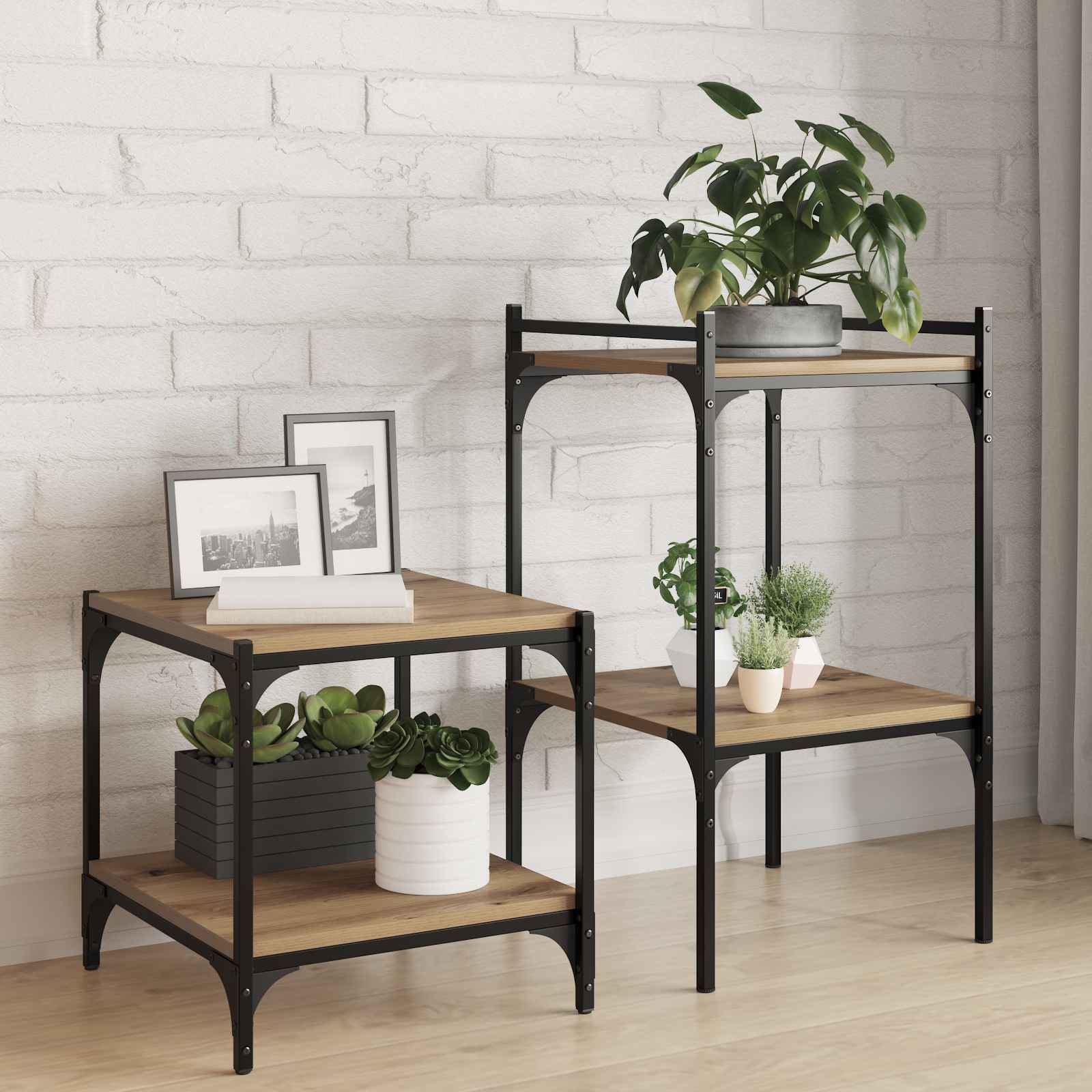Wandregale Eiche Holz 40 x 40 x 1.5 cm Wandregale Quadrat
