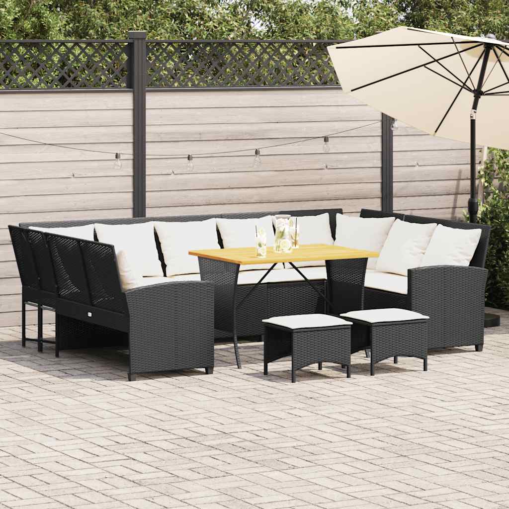 4-tlg. Garten-Sofagarnitur mit Kissen Schwarz Poly Rattan 4-tlg. Garten-Sofagarnitur mit Kissen Schwarz Poly Rattan