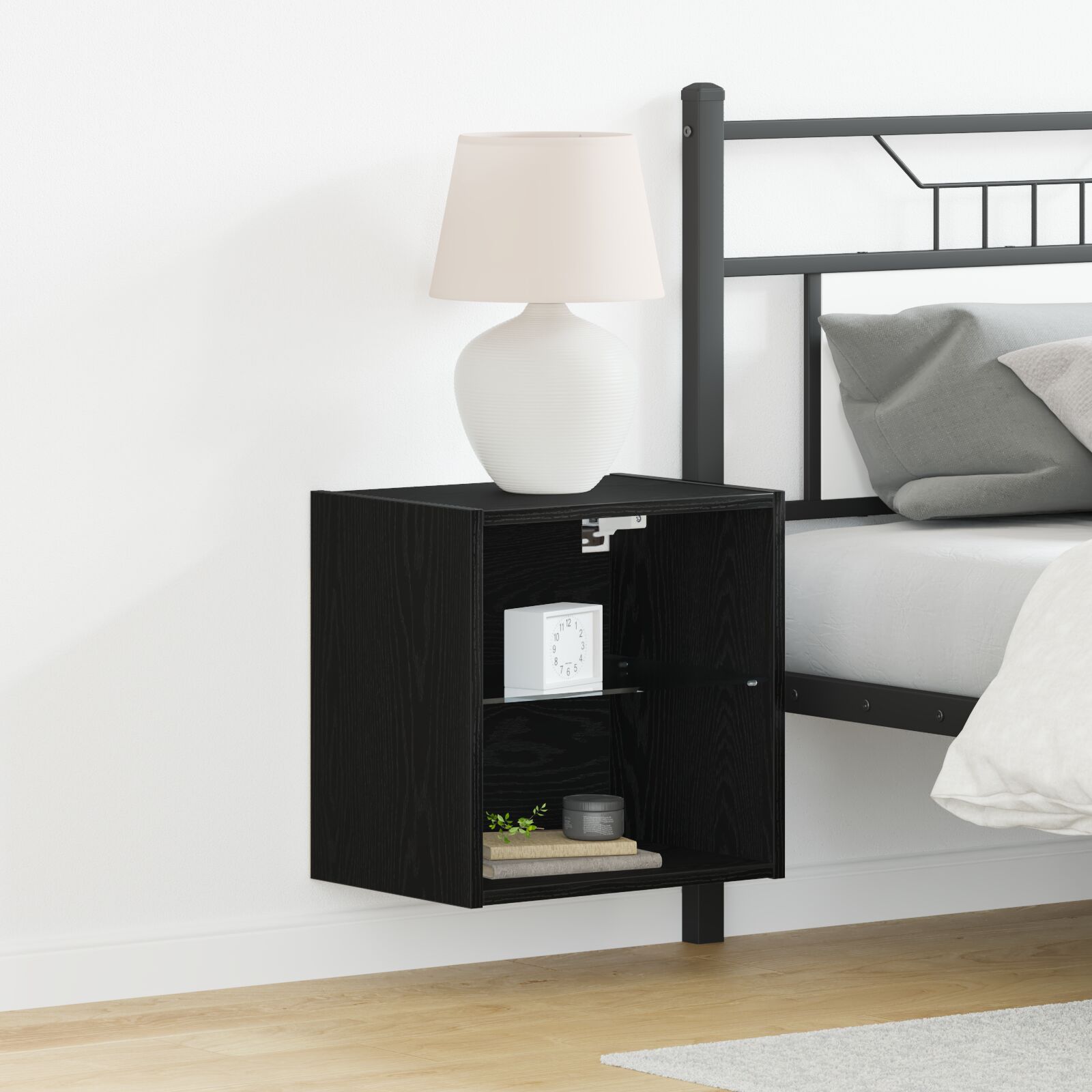 vidaXL Wandregal Schwarz Eiche 40x28,5x40 cm Holzwerkstoff