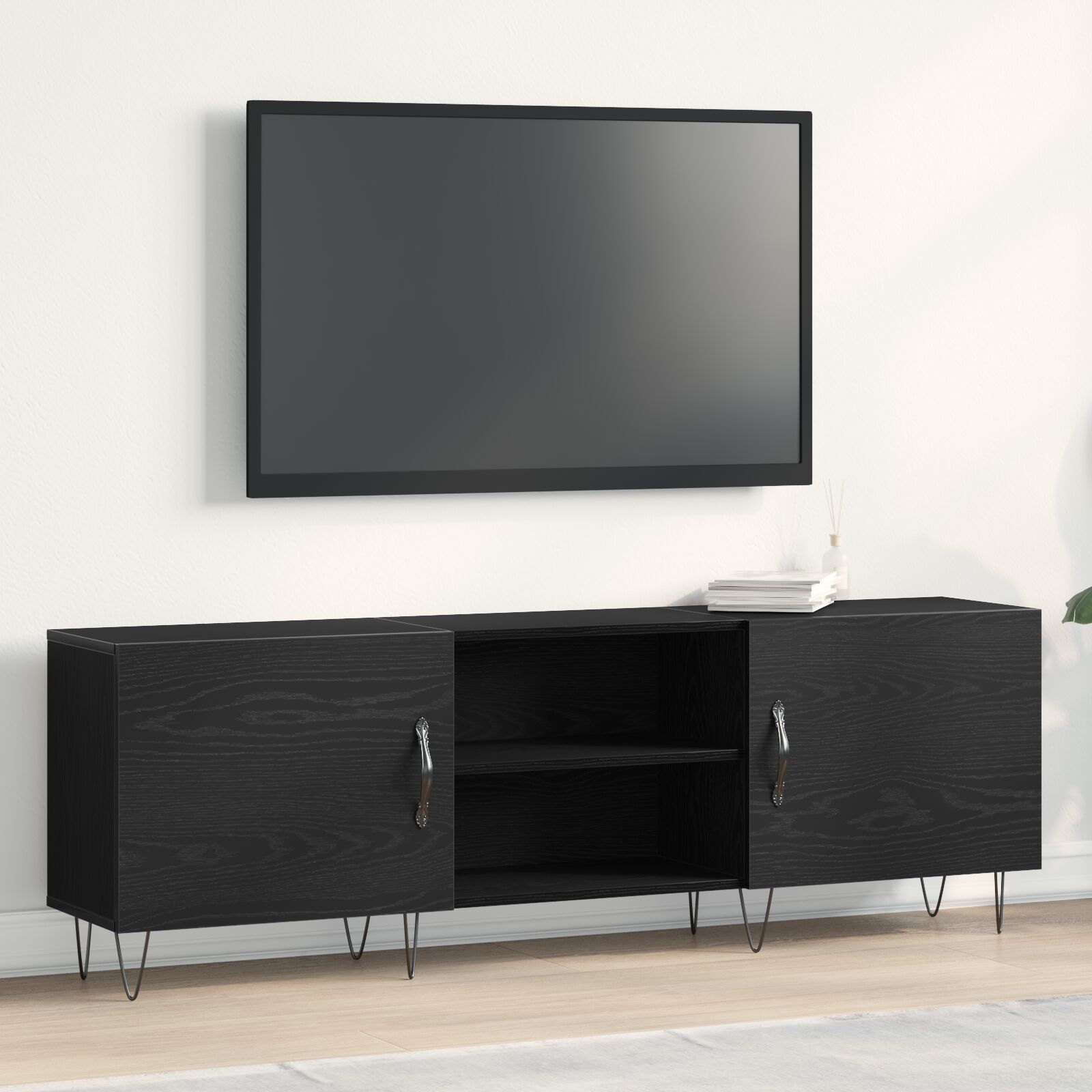 vidaXL TV-Schrank Schwarz Eiche 150x30x50 cm Holzwerkstoff