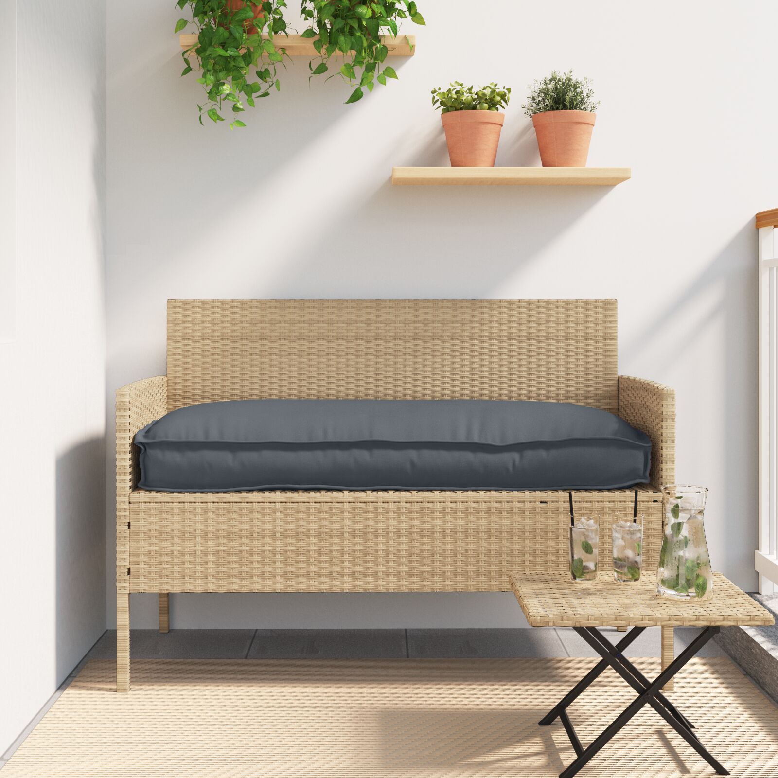 Outdoor Kissen Anthrazit Polyester 100 cm x 40 cm x 8 cm