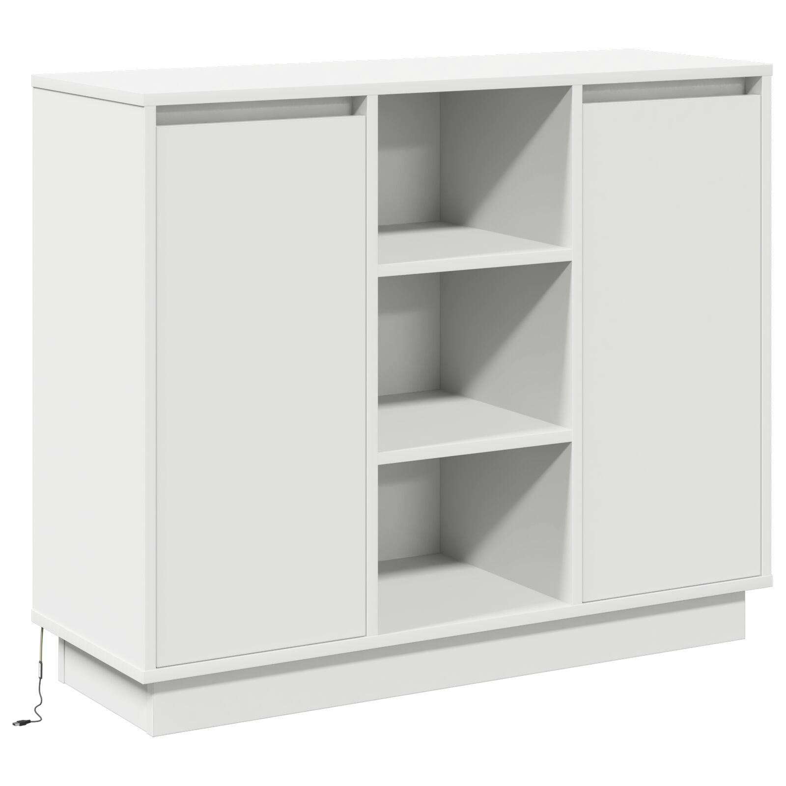 Sideboard mit LED Weiß 90x32x75 cm aus Holzwerkstoff