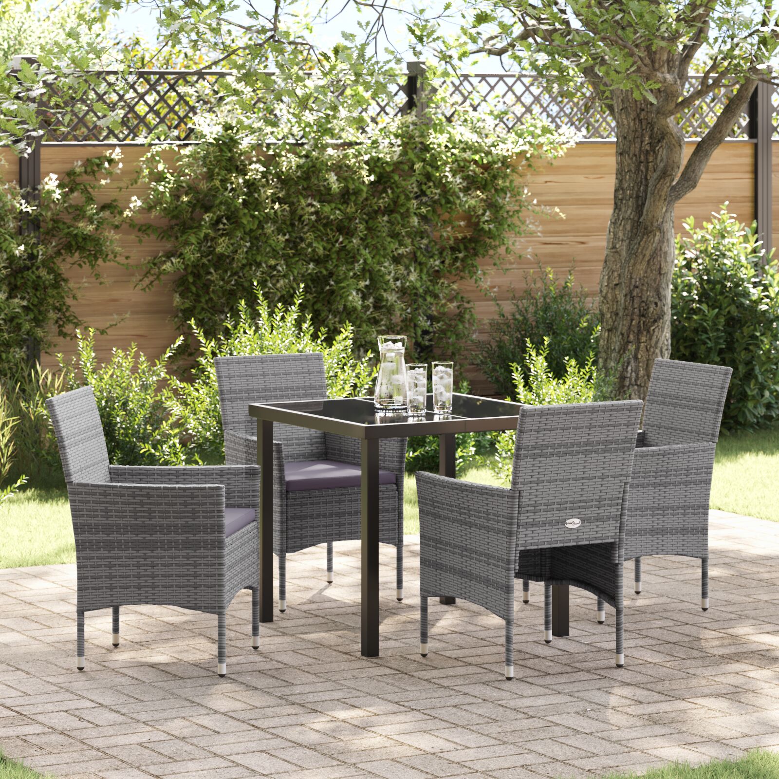 5-teiliges Garten-Essset Grau Poly-Rattan 5-teiliges Garten-Essset Grau Poly-Rattan