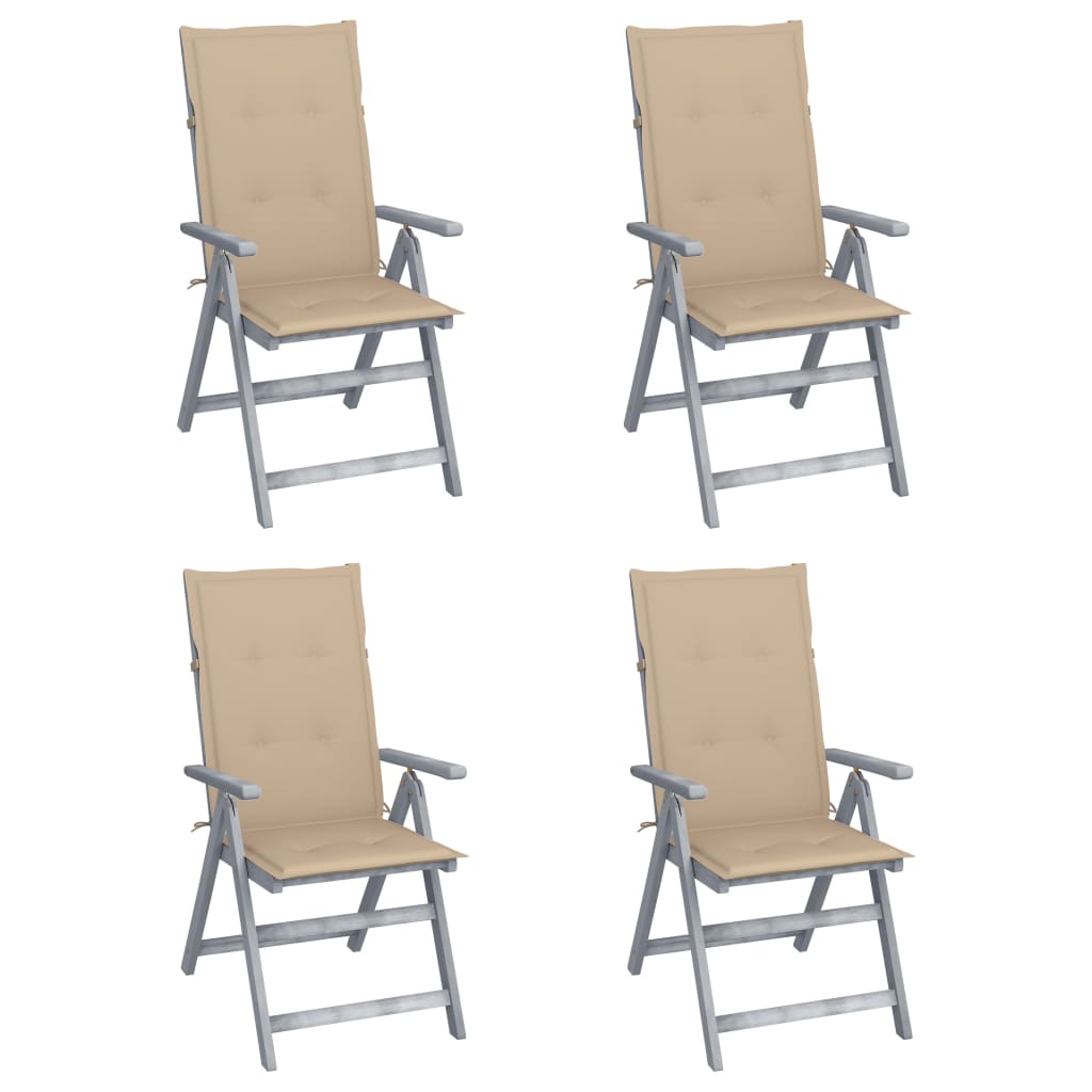 Hochlehner Verstellbar 4 Stk. mit Auflagen Massivholz Akazie Hochlehner Verstellbar 4 Stk. mit Auflagen Massivholz Akazie