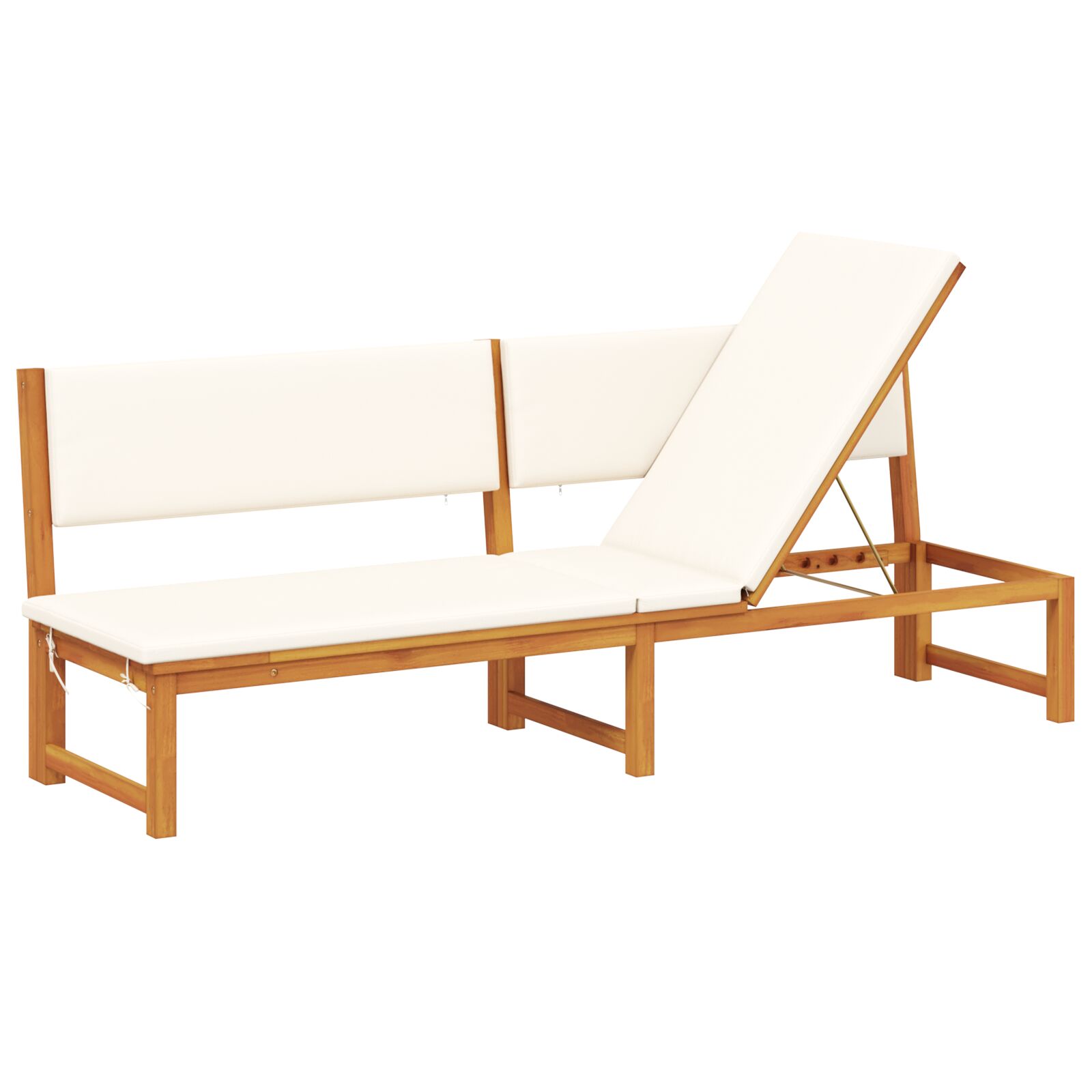 Sonnenliege 3-in-1 mit cremefarbenen Kissen aus solidem Akazienholz Sonnenliege 3-in-1 mit cremefarbenen Kissen aus solidem Akazienholz
