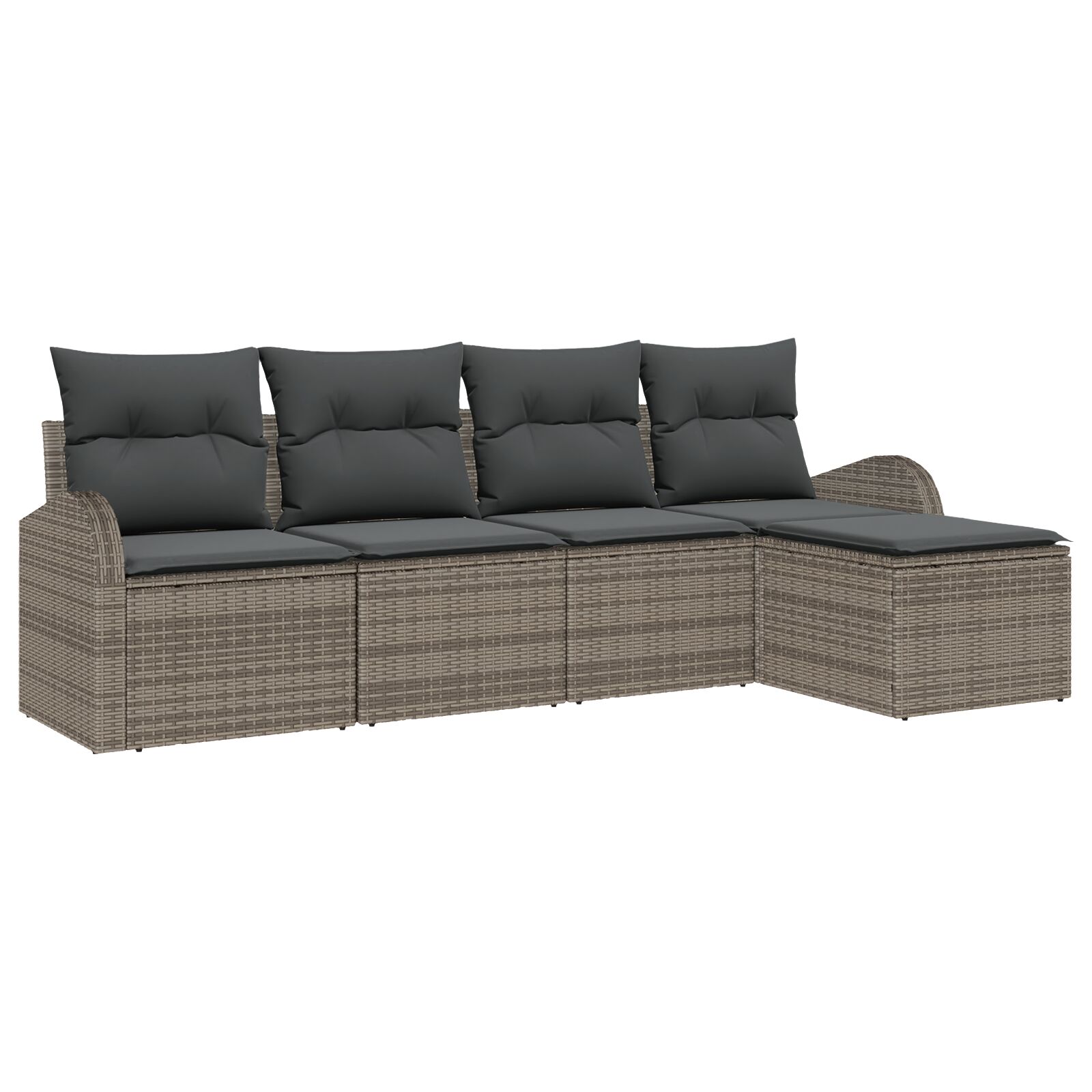 5-teiliges Garten Sofa Set mit Kissen Grau Poly Rattan, 2-Sitzer Garten Sofa mit Stauraum & Kissen Grau Poly Rattan 5-teiliges Garten Sofa Set mit Kissen Grau Poly Rattan, 2-Sitzer Garten Sofa mit Stauraum & Kissen Grau Poly Rattan