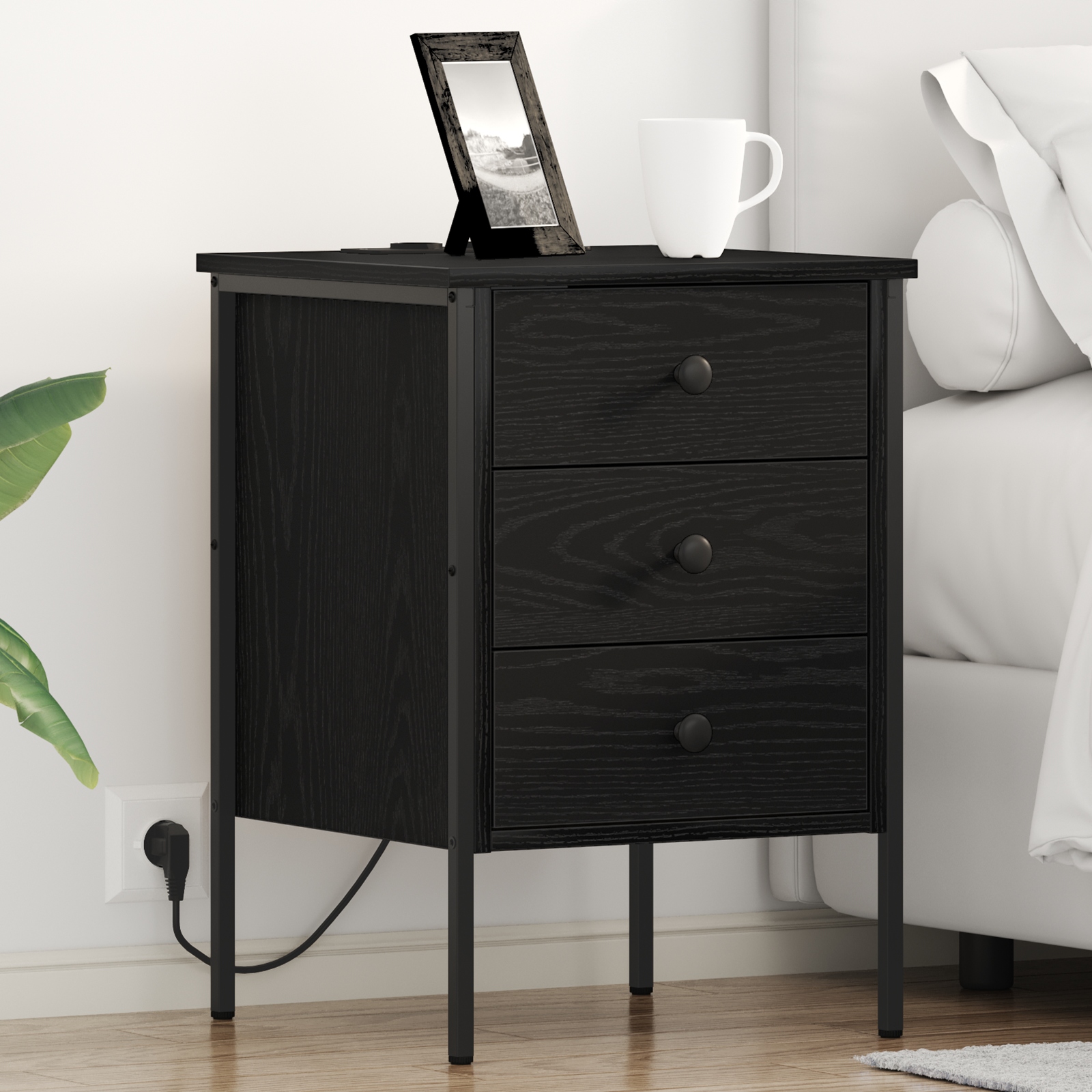 Nachttische 2 pcs Schwarze Eiche 42 x 41 x 61 cm Holzwerkstoff