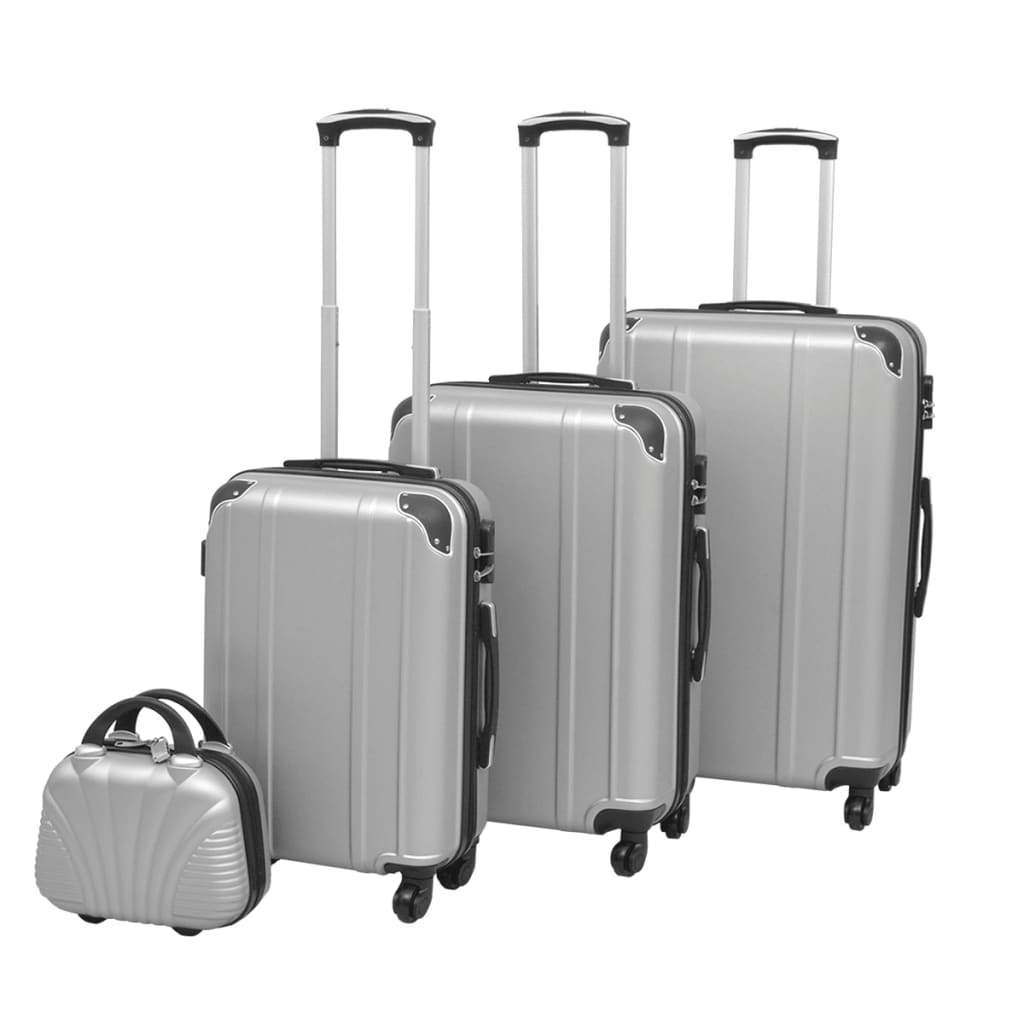Vierteiliges Hartschalen-Trolley-Set Silber Vierteiliges Hartschalen-Trolley-Set Silber