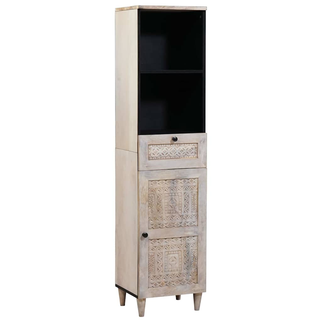 Badezimmer Schrank Weiß 38 x 33,5 x 160 cm Massives Mango Holz Badezimmer Schrank Weiß 38 x 33,5 x 160 cm Massives Mango Holz