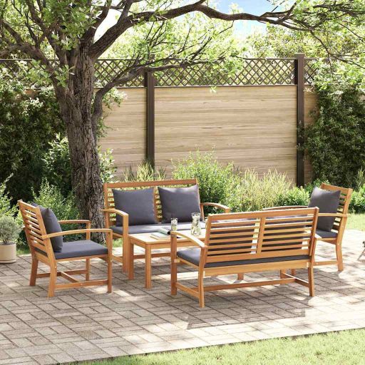 Garten-Sofa-Set 5 pcs Natur Teak-Massivholz