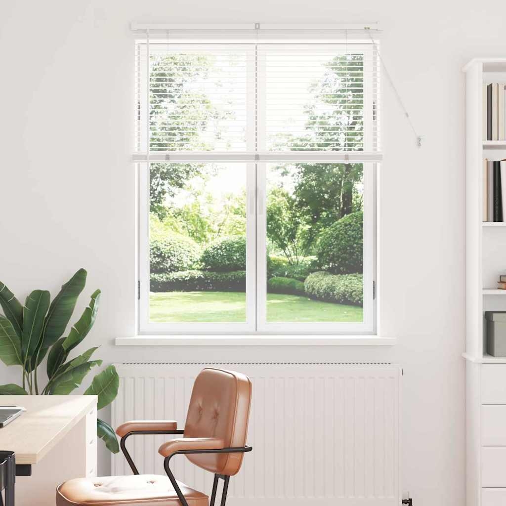 Fenster Jalousie mit Vorhängen Sonstiges Weiß 100 x 130 cm Aluminium