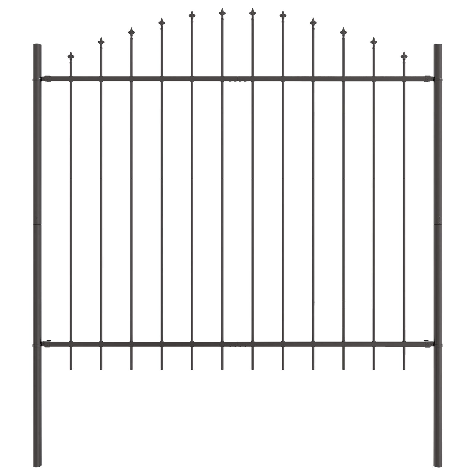 Gartenzaun mit Bogenoberseite Grau 1,7x1,5 m aus Stahl