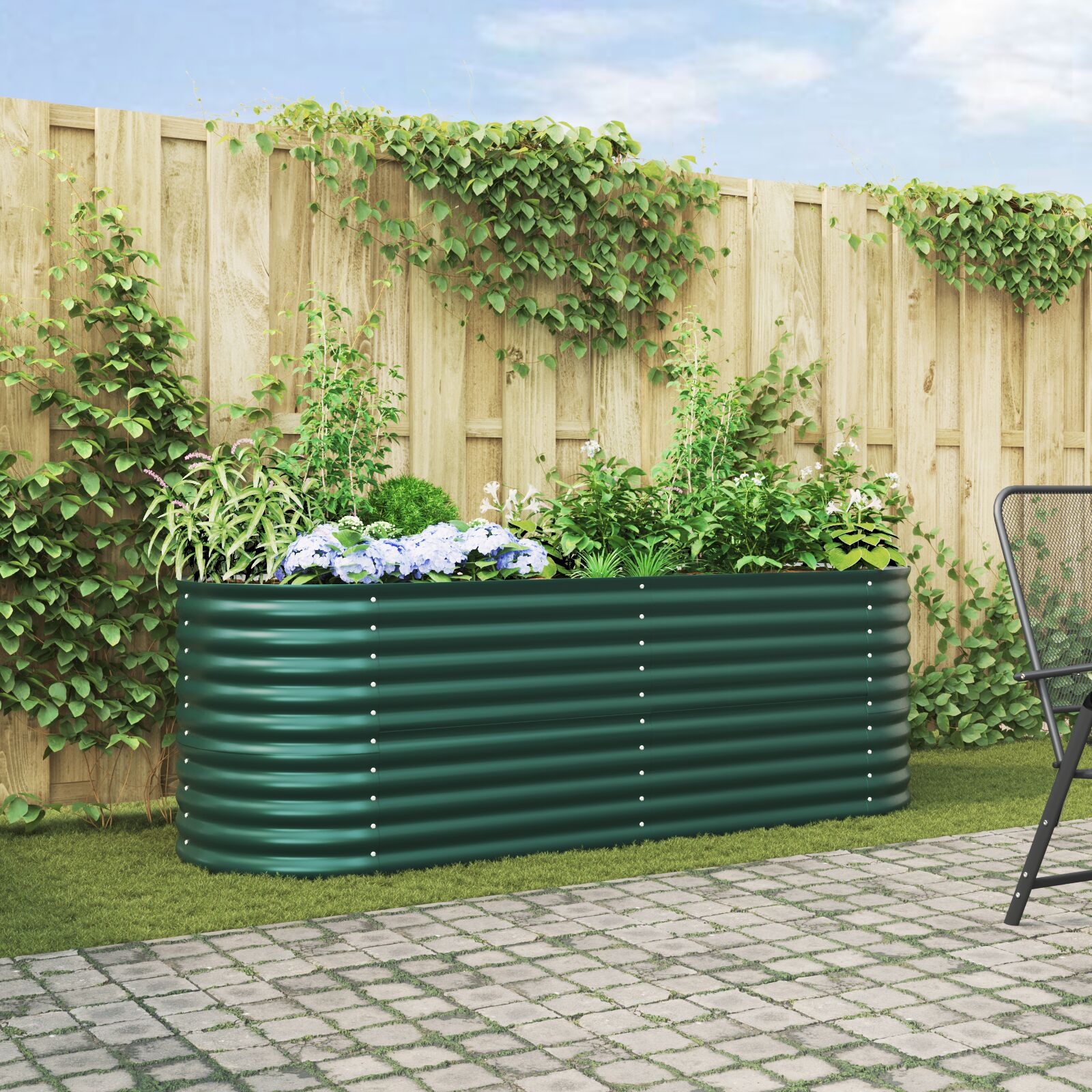Garten Hochbeet Grün 240x80x81 cm Verzinkter Stahl