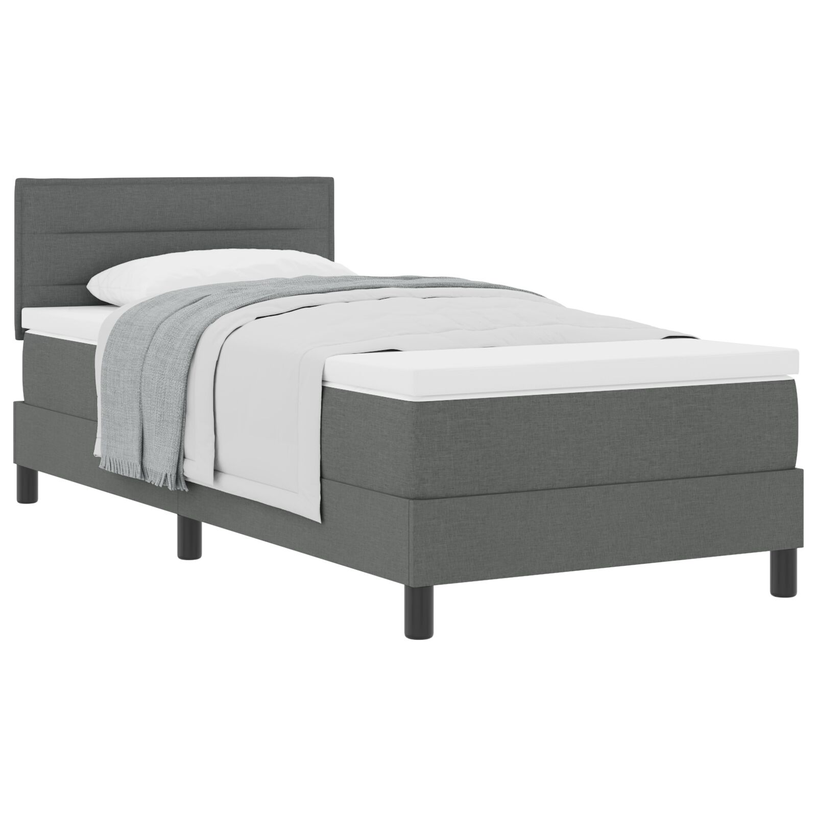 Boxspringbett mit Matratze Dunkelgrau 90x200 cm Stoff