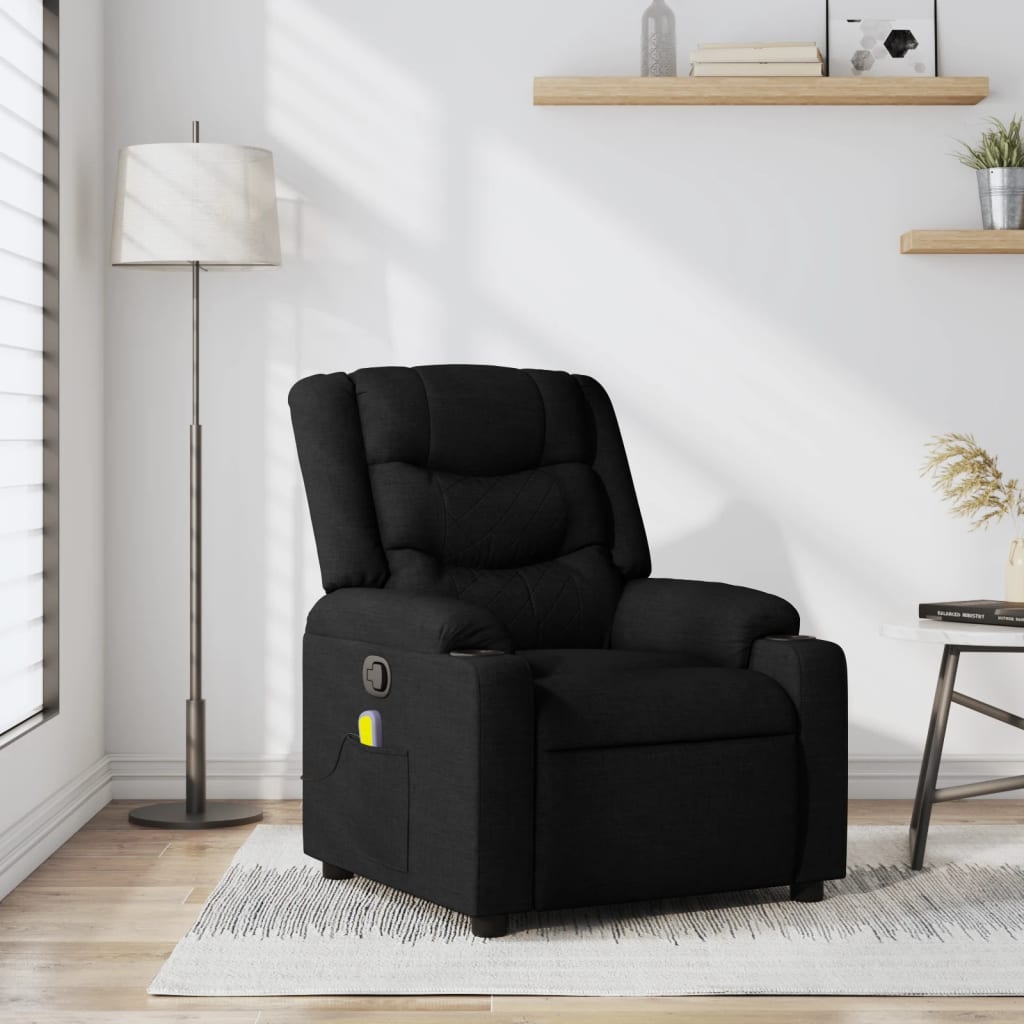 Massage-Relaxsessel, schwarzer Stoff