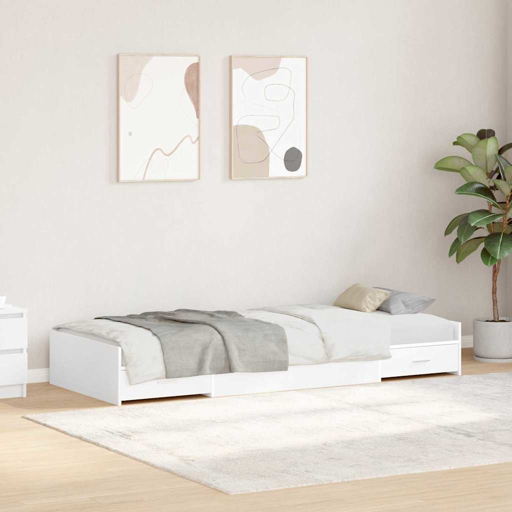 Bett mit Stauraum mit Kopfteil Weiß 80 x 200 cm Holzwerkstoff