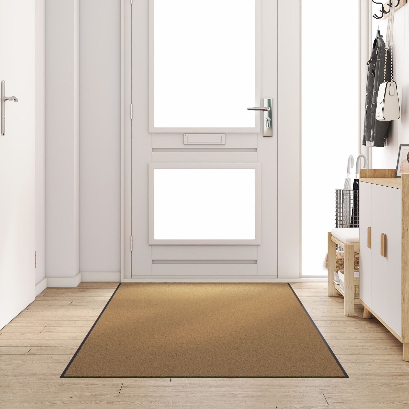 vidaXL Fußmatte waschbar Creme 120x250 cm