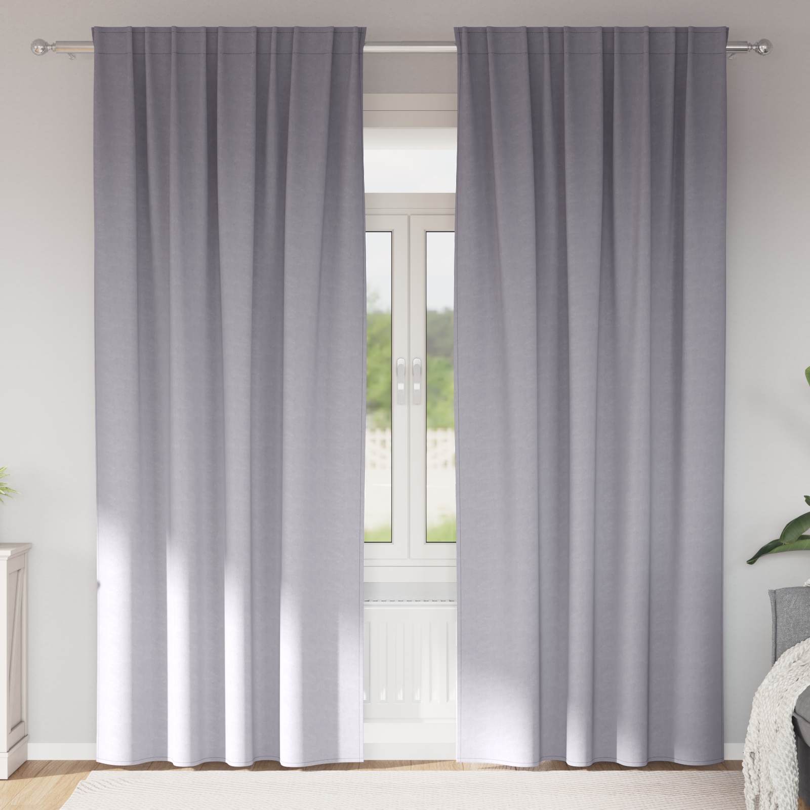 Vorhänge mit Vorhängen 2 pcs Metallgrau 245 x 140 cm Polyester