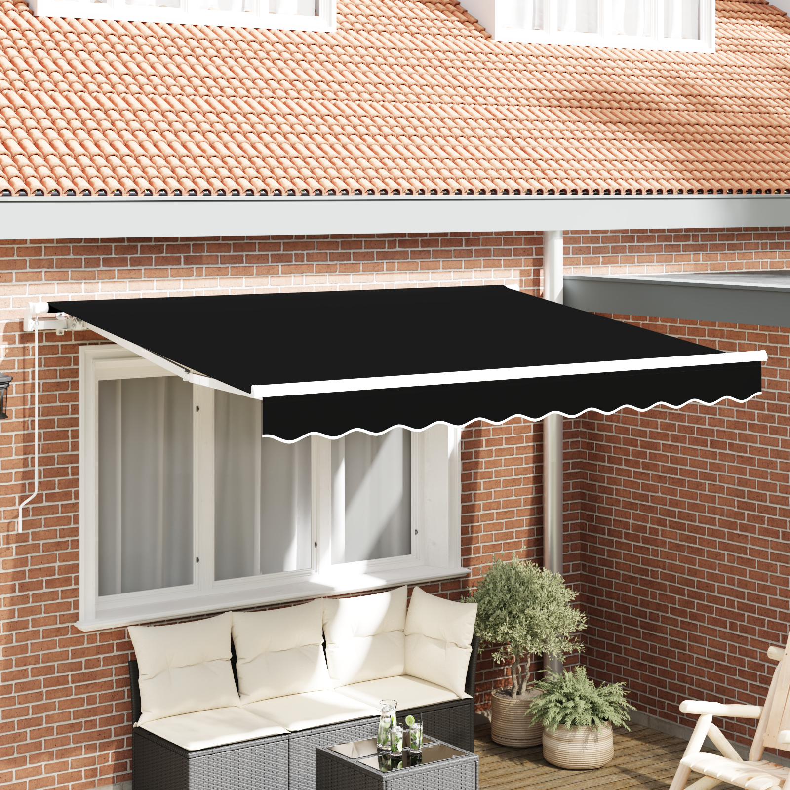 Markisenstoff für 3,5x2,5 m Rahmen Schwarz