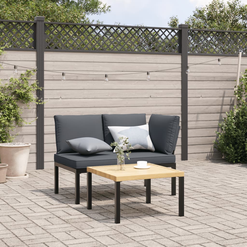Gartenbank mit Kissen Schwarz Aluminium Gartenbank mit Kissen Schwarz Aluminium