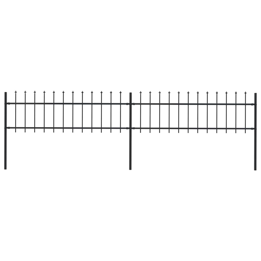 Gartenzaun mit Speerspitzen Stahl 3,4 x 0,6 m Schwarz
