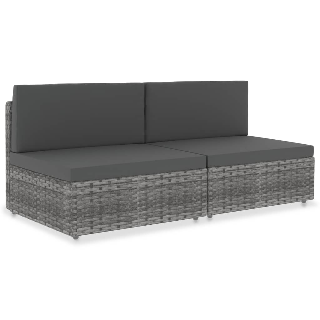 Modulares 2-Sitzer-Sofa Poly Rattan Grau Modulares 2-Sitzer-Sofa Poly Rattan Grau